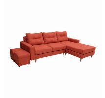 Sofa nỉ và 2 đôn Juno V9.SF.08 220 x 160 x 80 cm (Cam đỏ) (Tặng 2 gối trang trí trị giá 300k)