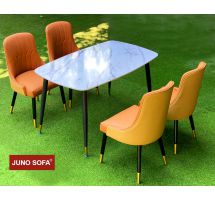 Bộ bàn ăn 4 ghế Cao Cấp Juno Sofa chân bọc đồng