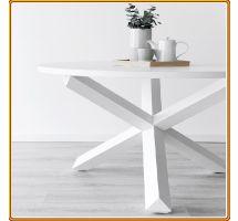 Tundo pine dining table White material with round legs X 120 x 120 x 76 cm