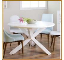 Tundo 松木餐桌 白色材料，圆腿 X 120 x 120 x 76 cm