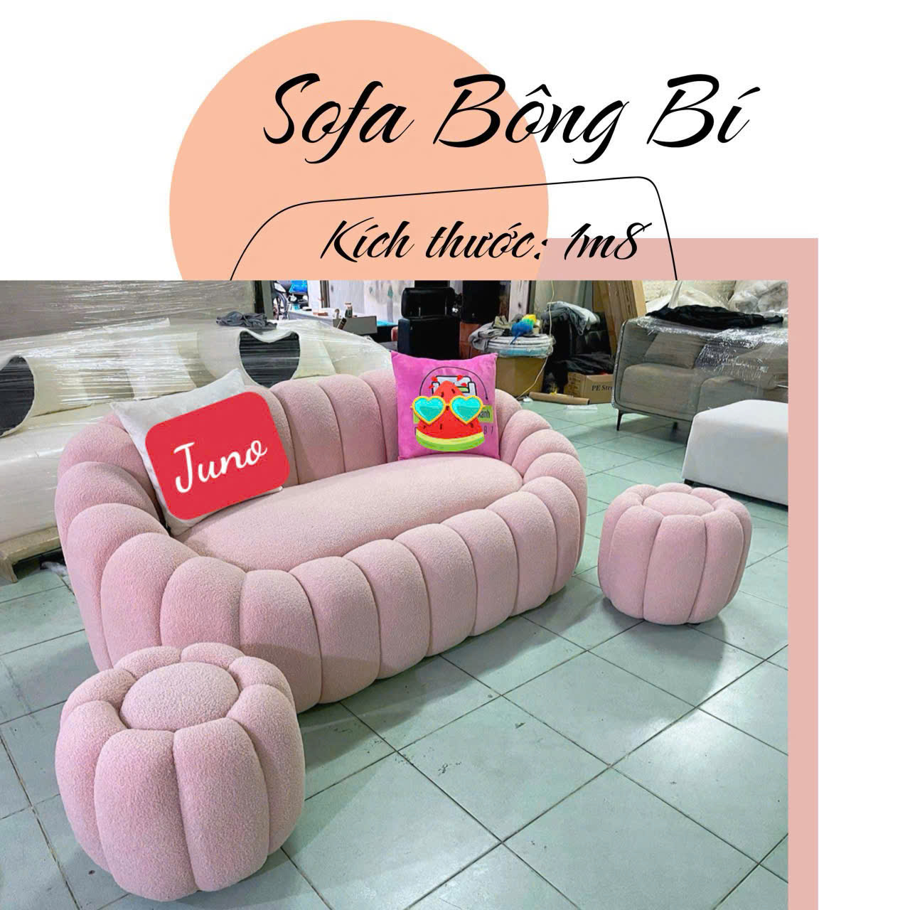 Sofa decor mẫu Bông bí 1m8 (nhiều màu tùy chọn sau khi đặt hàng)