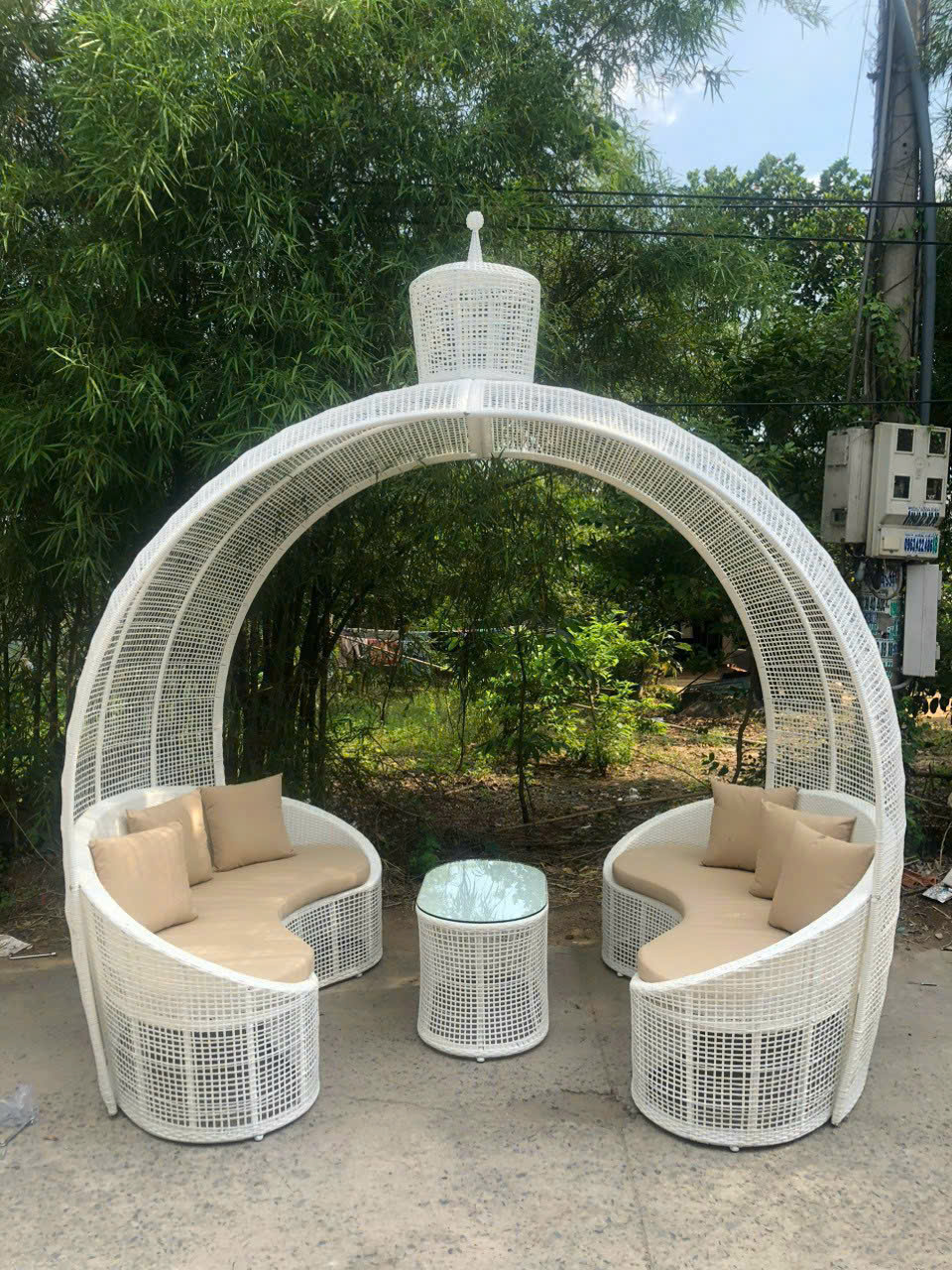 Ghế mây đan mái vòm Resort, cafe sân vườn, nhà hàng, sảnh tiệc