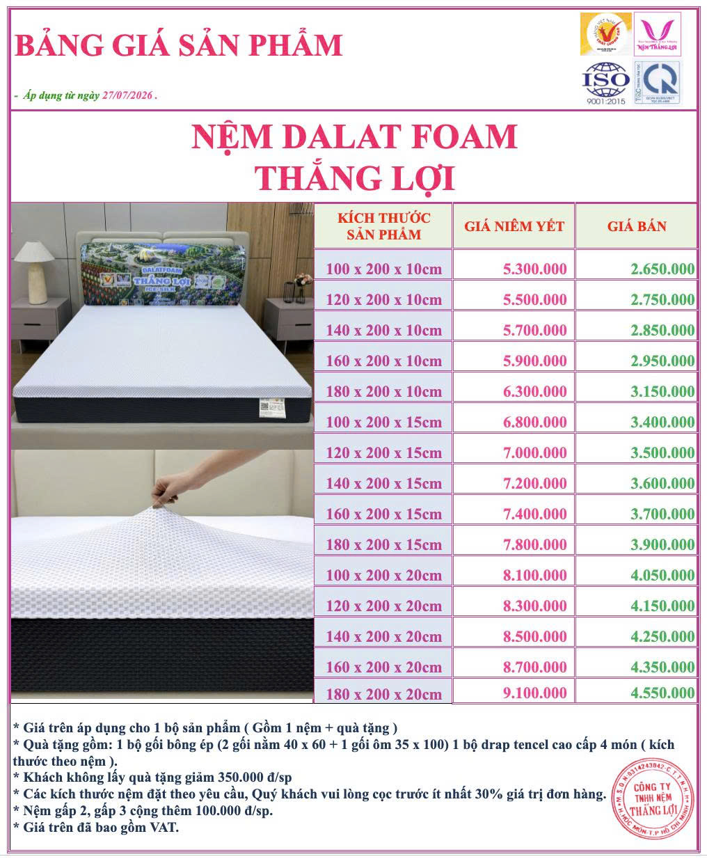 Nệm Thắng Lợi Dalat Foam