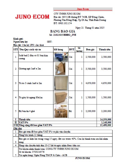 Nội thất chung cư 1PN trọn gói
