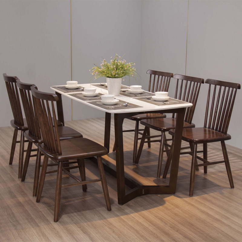 Bộ Bàn Ăn Mặt Đá 6 Ghế Walnut Sài Gòn - HCM-Biên Hòa- Long An- Thủ Dầu 1- Thuận An- Dĩ An